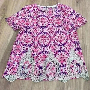 MM Couture neon pink and blue blouse